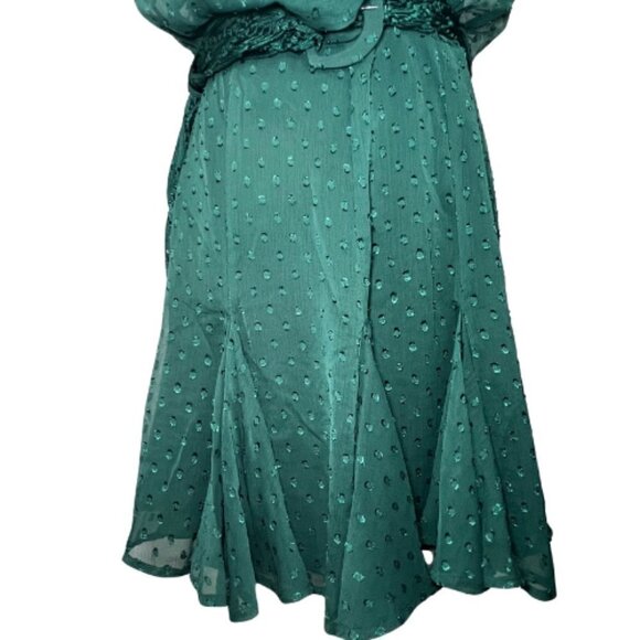 ASOS Green Spotted High Neck Tie Waist Flippy Mini Dress Size 8 - Picture 3 of 9